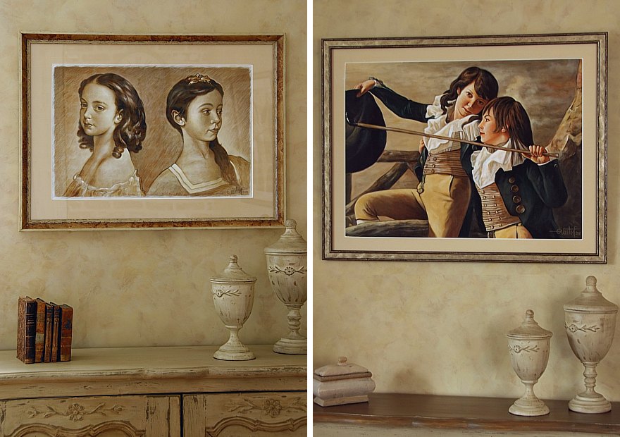 De twee op maat gemaakte werken De kunstwerken in hun interieur